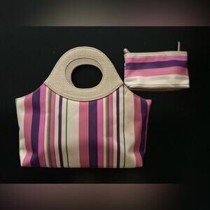 ESTEE LAUDER Colorful Pink Tote Bag w/Matching Wallet